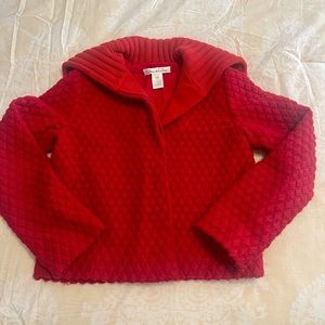 Oscar de la Renta’ Diamond Quilted Red Cardigan,Seen on TV Show Once Upon A Time